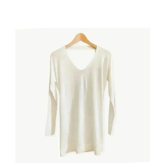 Vimmia Athleisure White Shavasana Reversible White Wool  Light Sweater SZ S - Picture 5 of 7